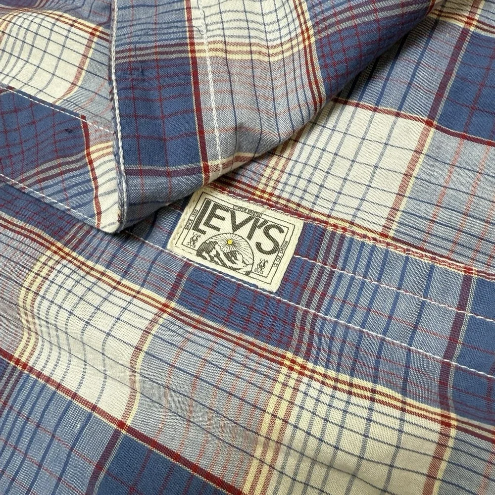 Levis Classic Modern Checked Plaid‎ Long Sleeve Shirt Size XL Western